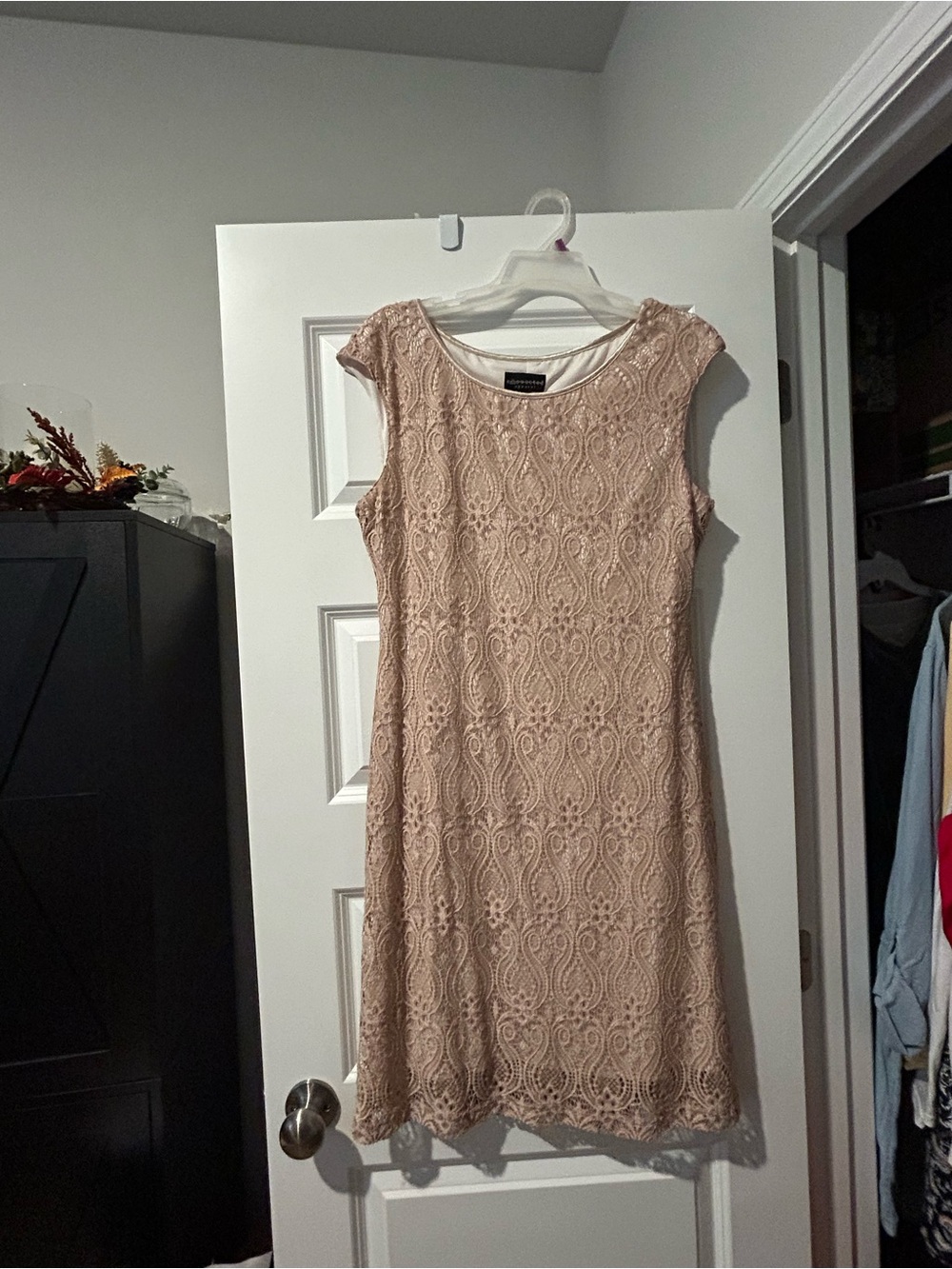 connected apparel Blush Lace Midi Dress